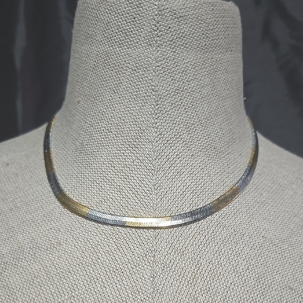 Two Tone Herringbone Necklace